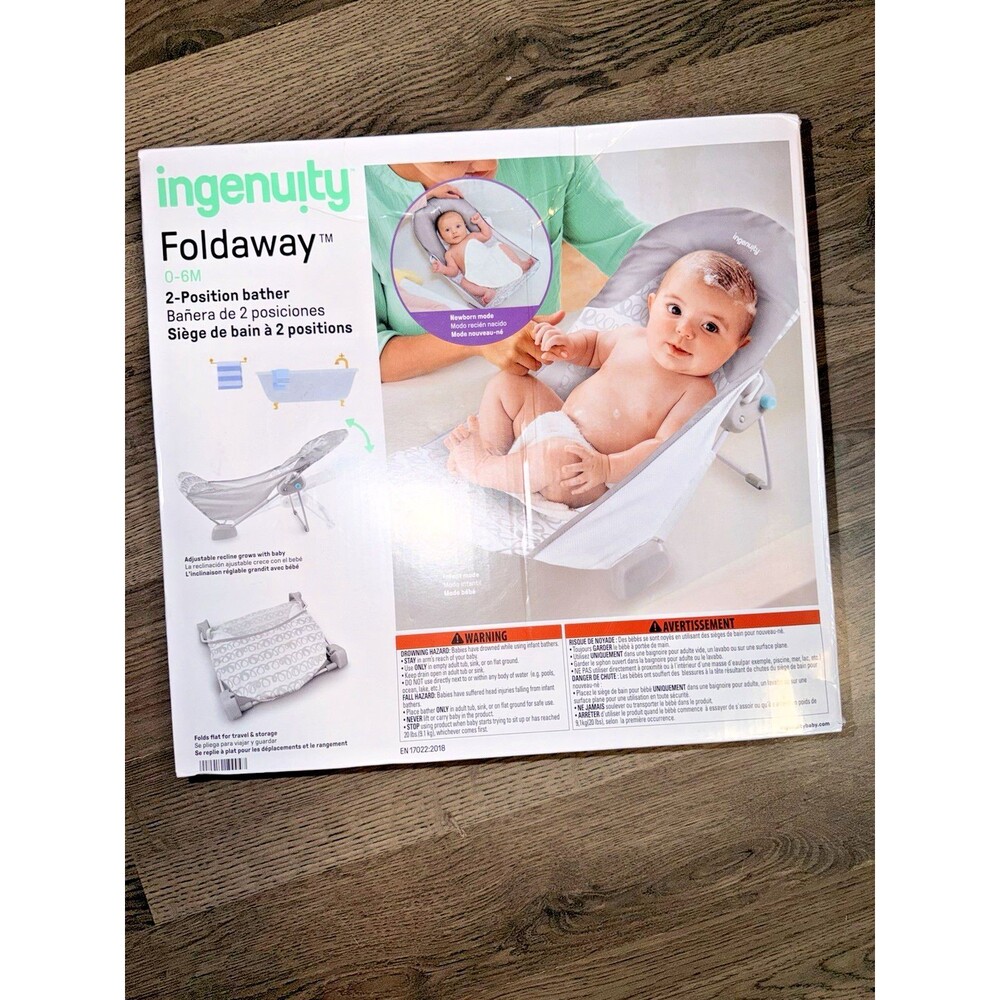 Ingenuity Baby 2 Position Bather Foldaway Gray Comfort